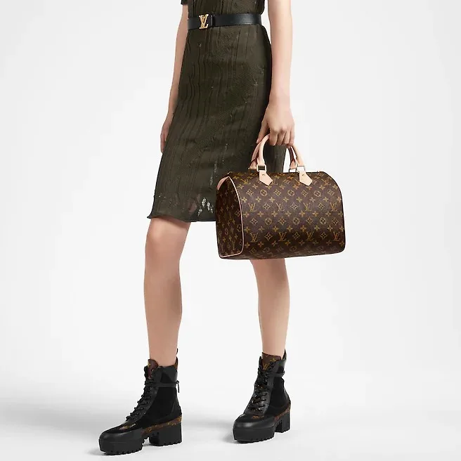 Alternative view of Louis Vuitton Speedy 30 Top Handle Bag / Brown Monogram Canvas Gold Hardware