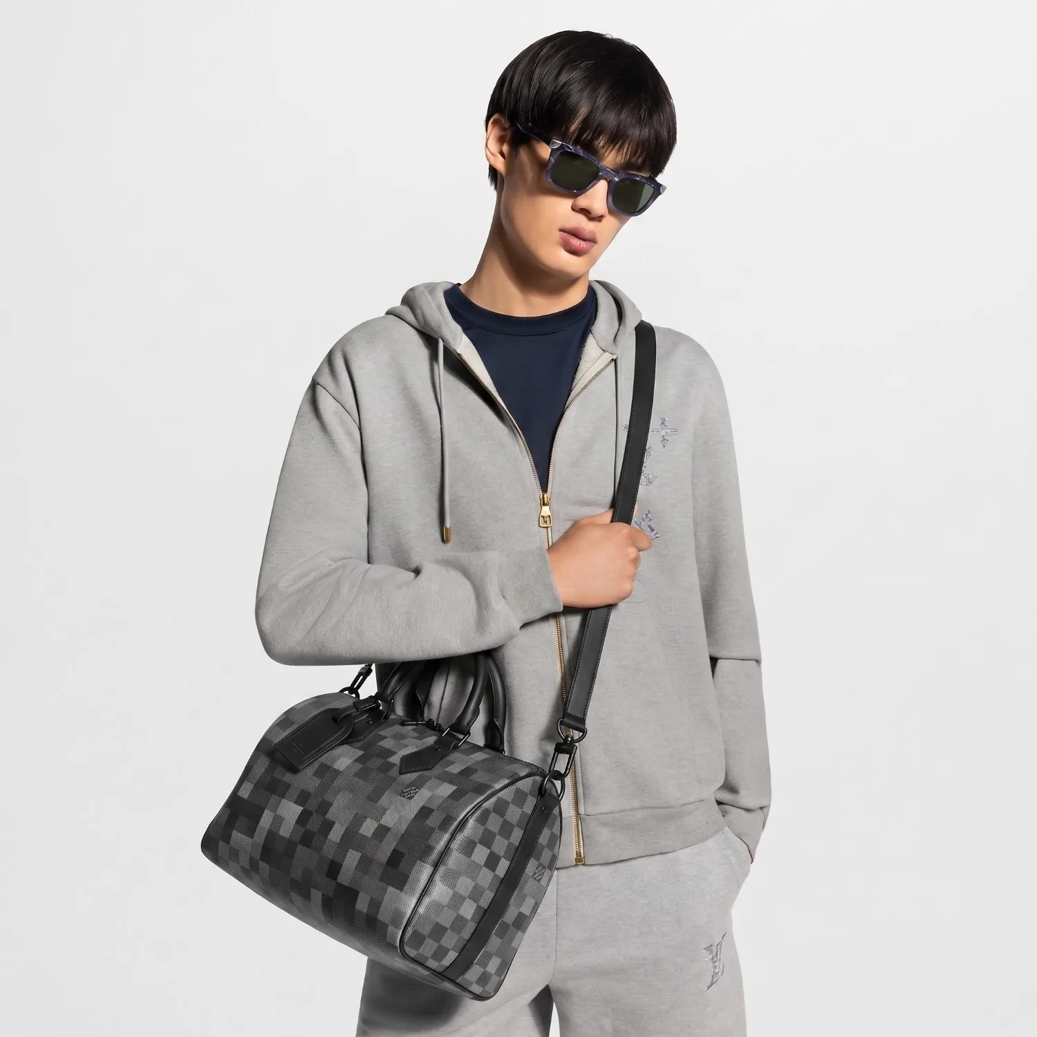 Alternative view of Louis Vuitton Speedy 30 Bandouliere Top Handle Bag / Indigo Blue Damoflage Black Hardware
