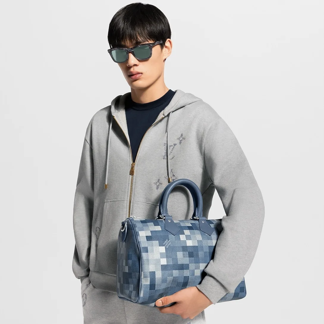 Alternative view of Louis Vuitton Speedy 30 Bandouliere Top Handle Bag / Indigo Blue Damoflage Silver Hardware