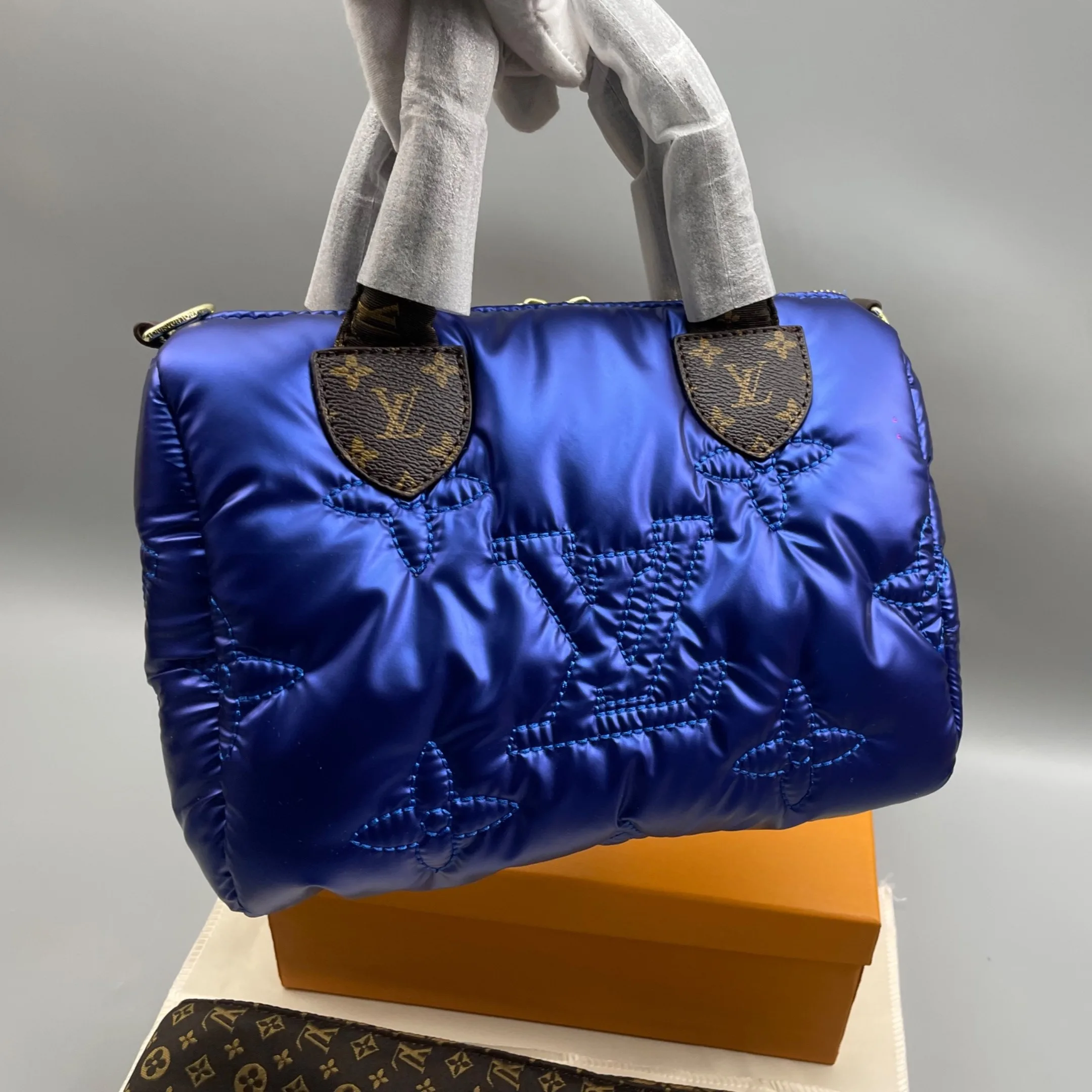Louis Vuitton Speedy Bandoulière 25 Bag Blue 9.8n/ - Image 3