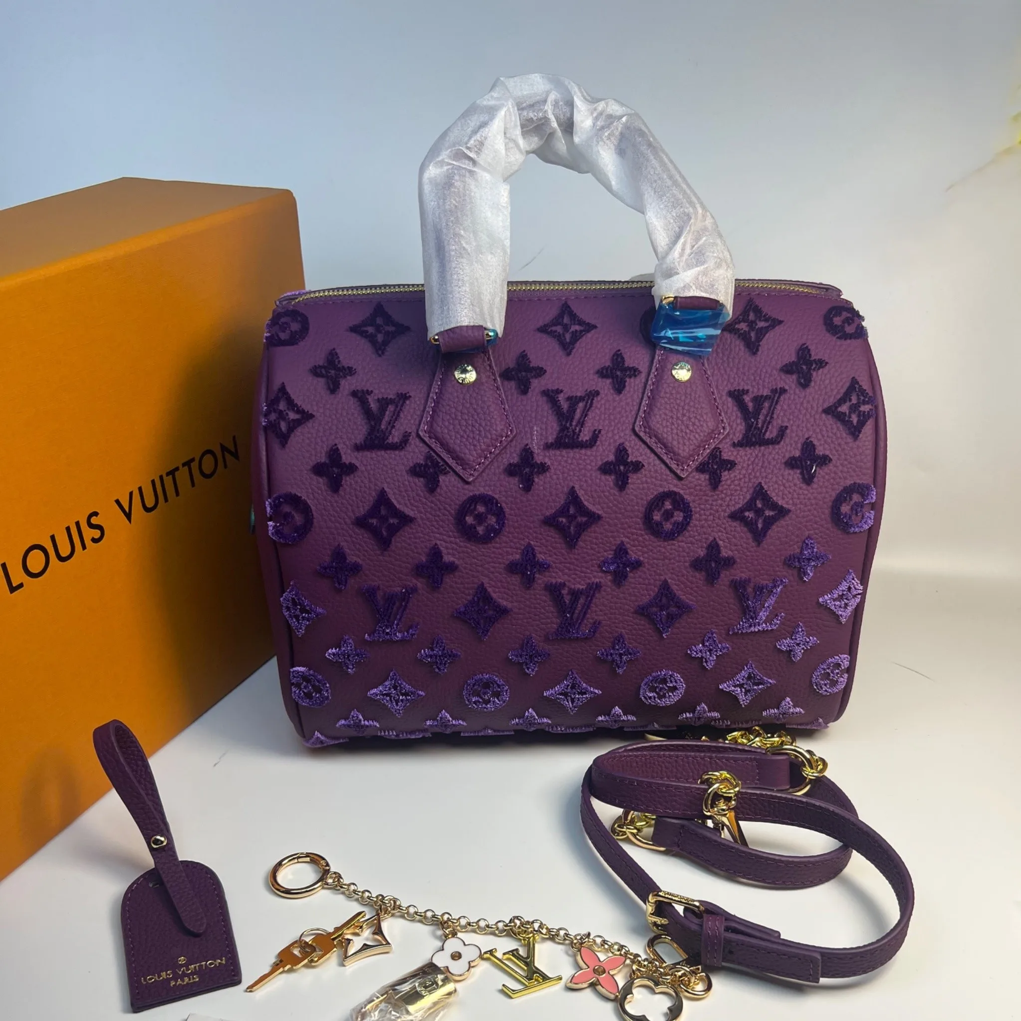 Louis Vuitton Speedy Bandouliere 25 Top Handle Bag / Purple Gold Hardware - Image 3