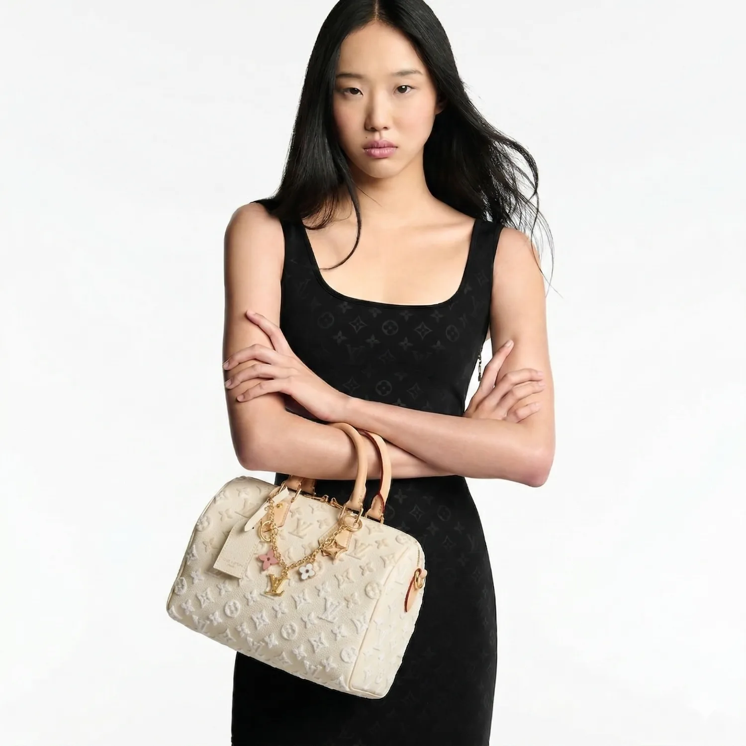 Alternative view of Louis Vuitton Speedy Bandouliere 25 Top Handle Bag / Cream Gold Hardware