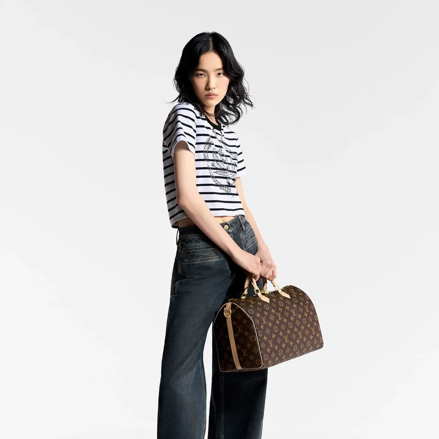 Louis Vuitton Speedy Bandouliere 35 Top Handle Bag / Brown Gold Hardware - Image 3