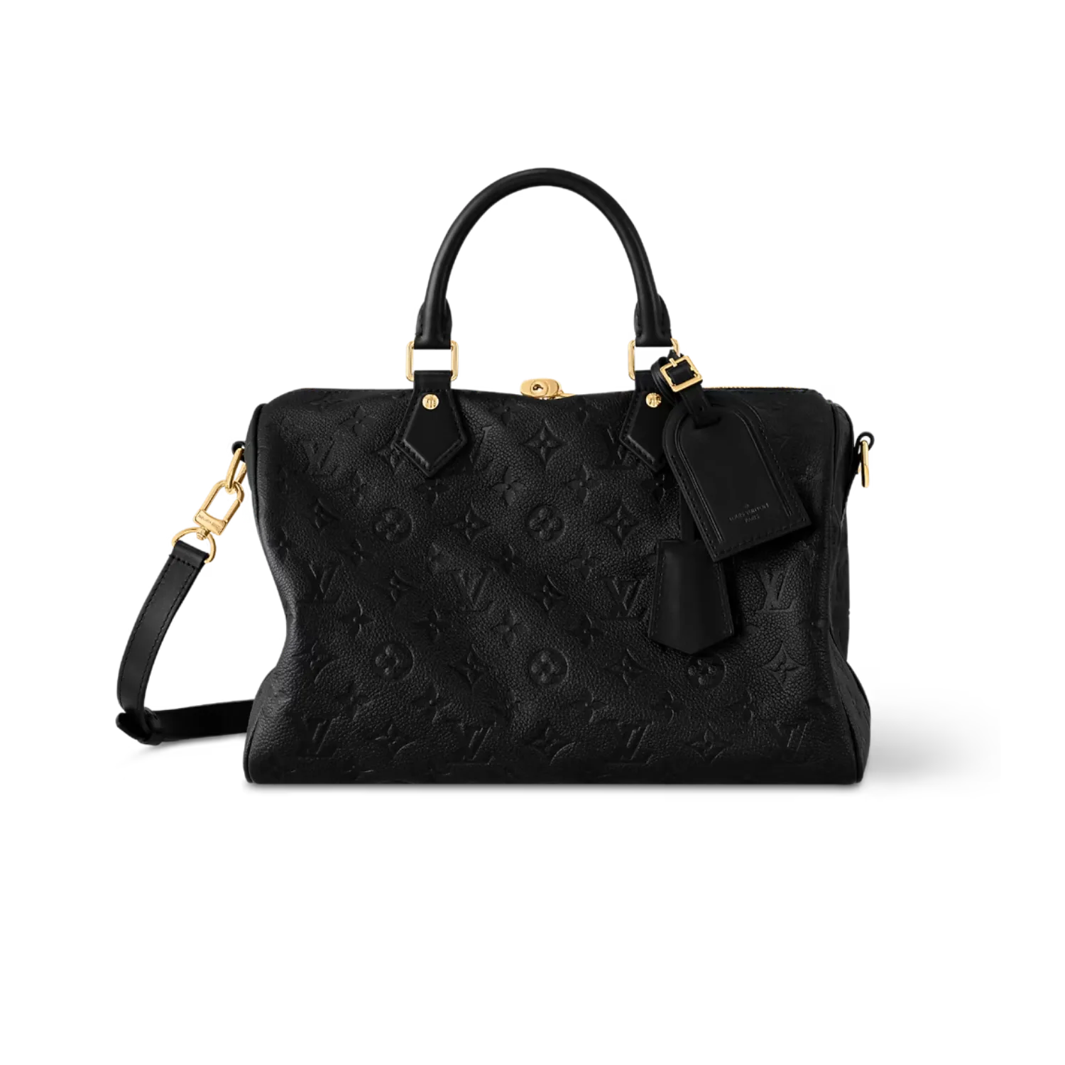 Louis Vuitton Speedy Soft 30 Top Handle Bag / Black Monogram Empreinte Gold Hard