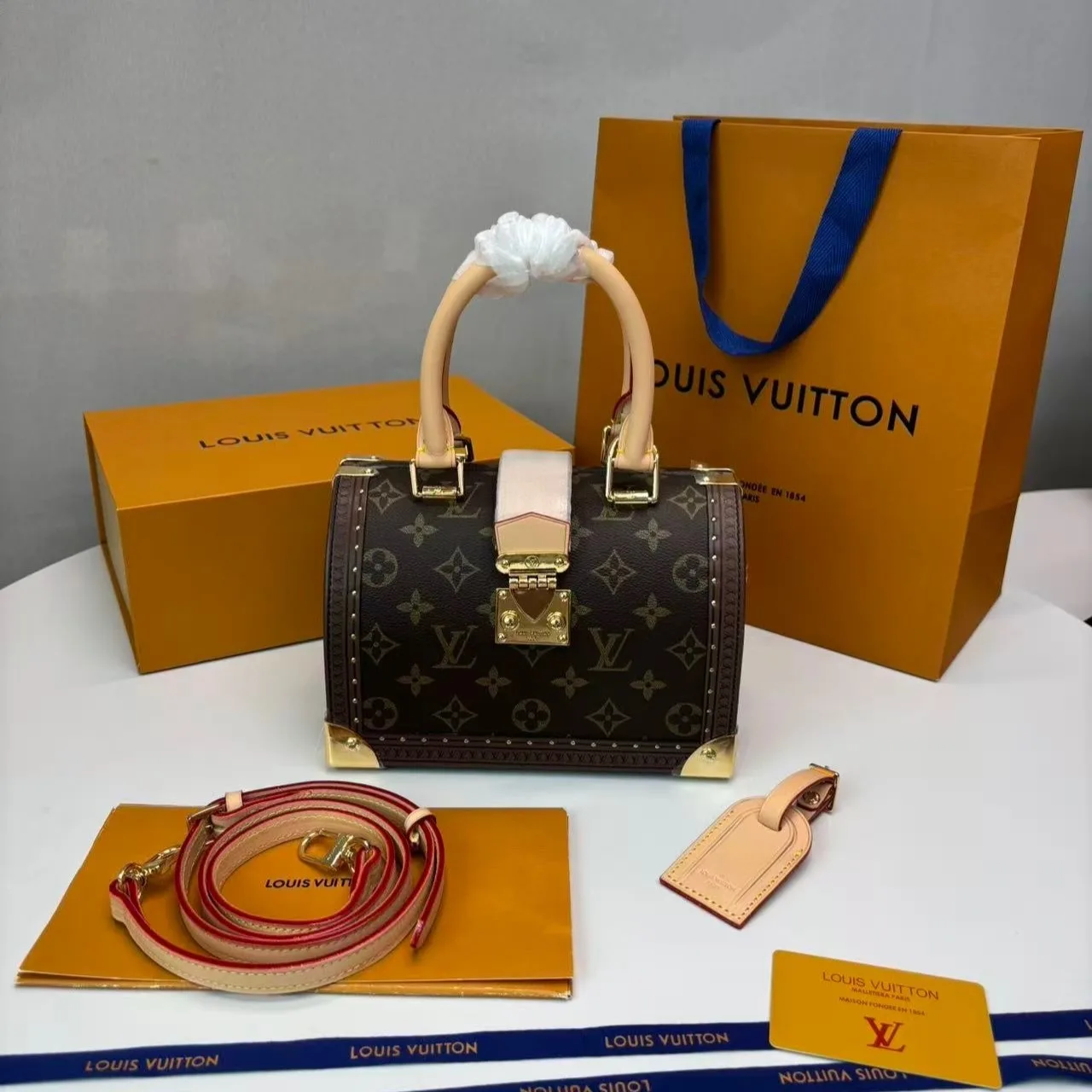 Louis Vuitton Speedy Trunk 20 Top Handle Bag / Monogram Brown Gold Hardware - Image 4