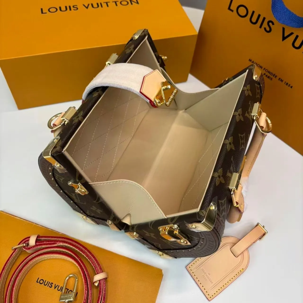 Louis Vuitton Speedy Trunk 20 Top Handle Bag / Monogram Brown Gold Hardware - Image 10