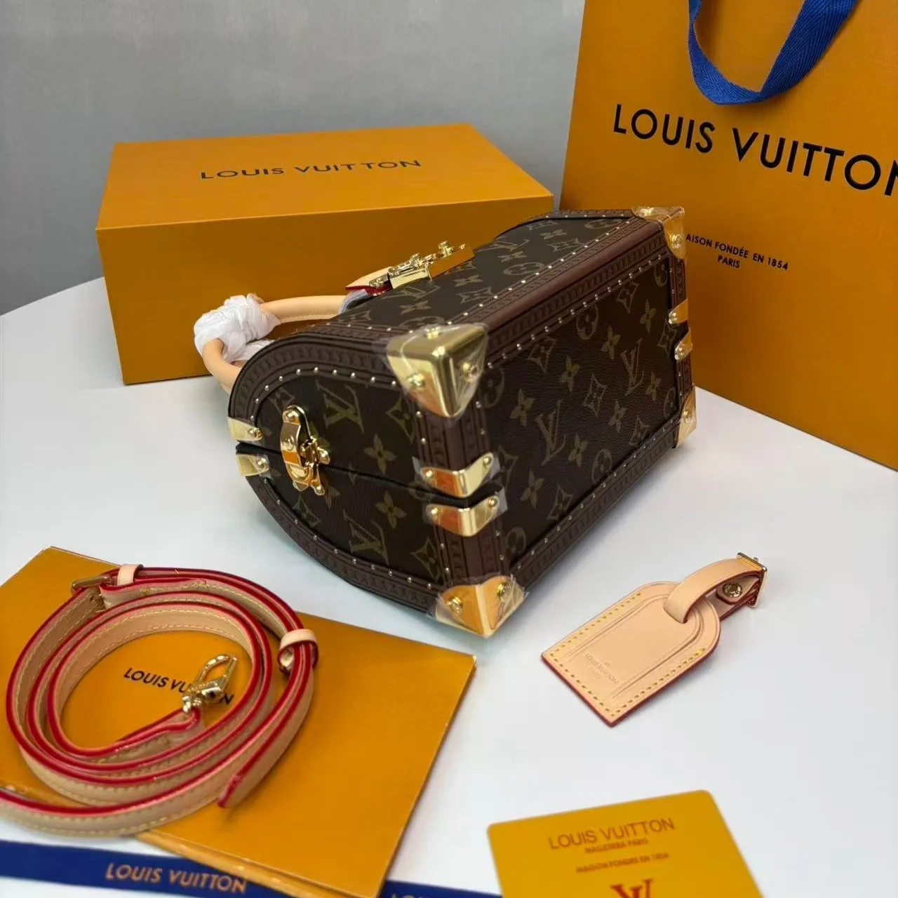 Louis Vuitton Speedy Trunk 20 Top Handle Bag / Monogram Brown Gold Hardware - Image 8