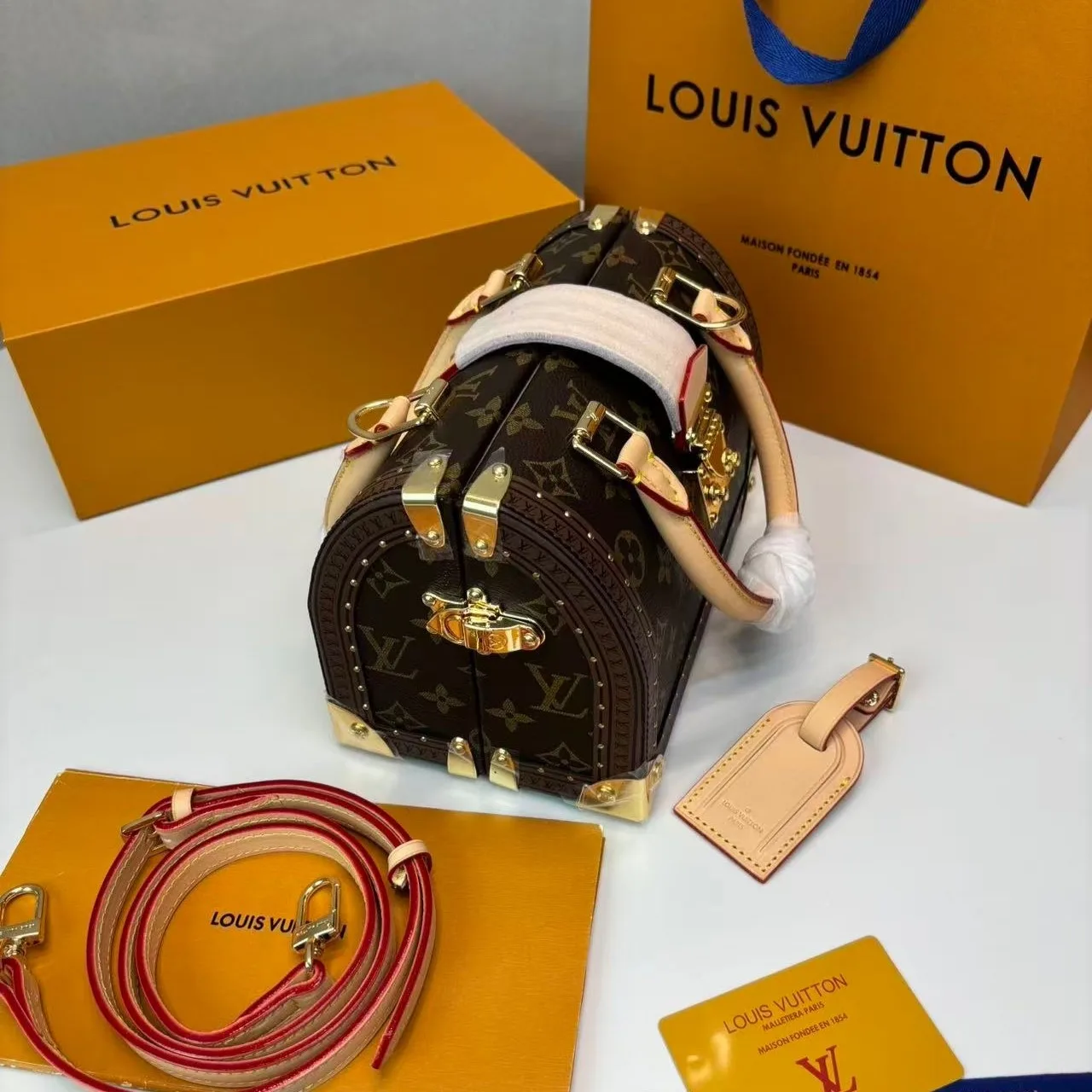 Louis Vuitton Speedy Trunk 20 Top Handle Bag / Monogram Brown Gold Hardware - Image 6