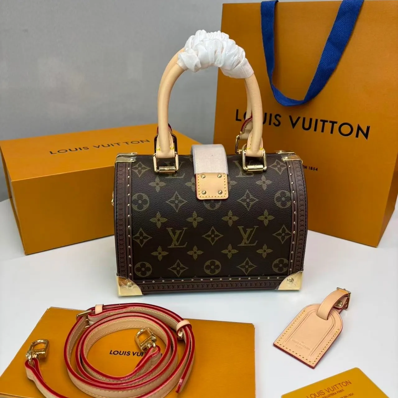 Louis Vuitton Speedy Trunk 20 Top Handle Bag / Monogram Brown Gold Hardware - Image 5