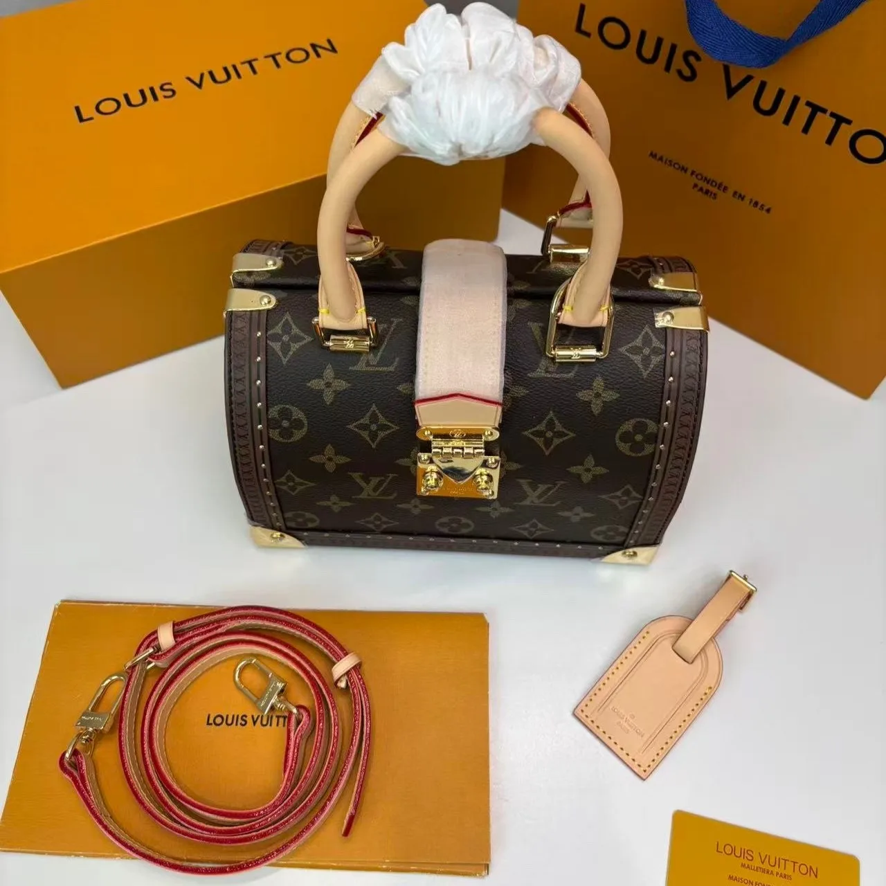 Louis Vuitton Speedy Trunk 20 Top Handle Bag / Monogram Brown Gold Hardware - Image 7