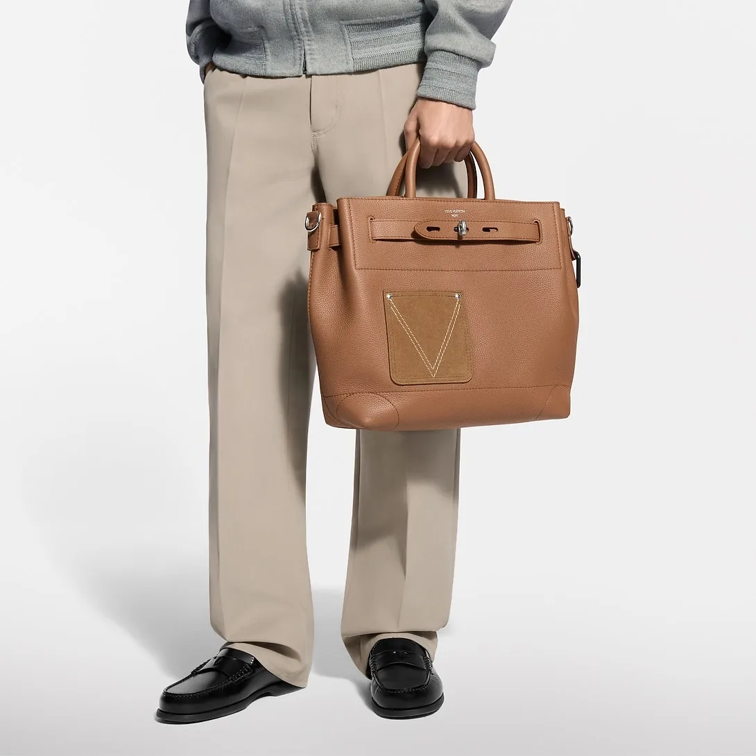 Louis Vuitton Steamer 30 Top Handle Bag / Tan Silver Hardware - Image 3