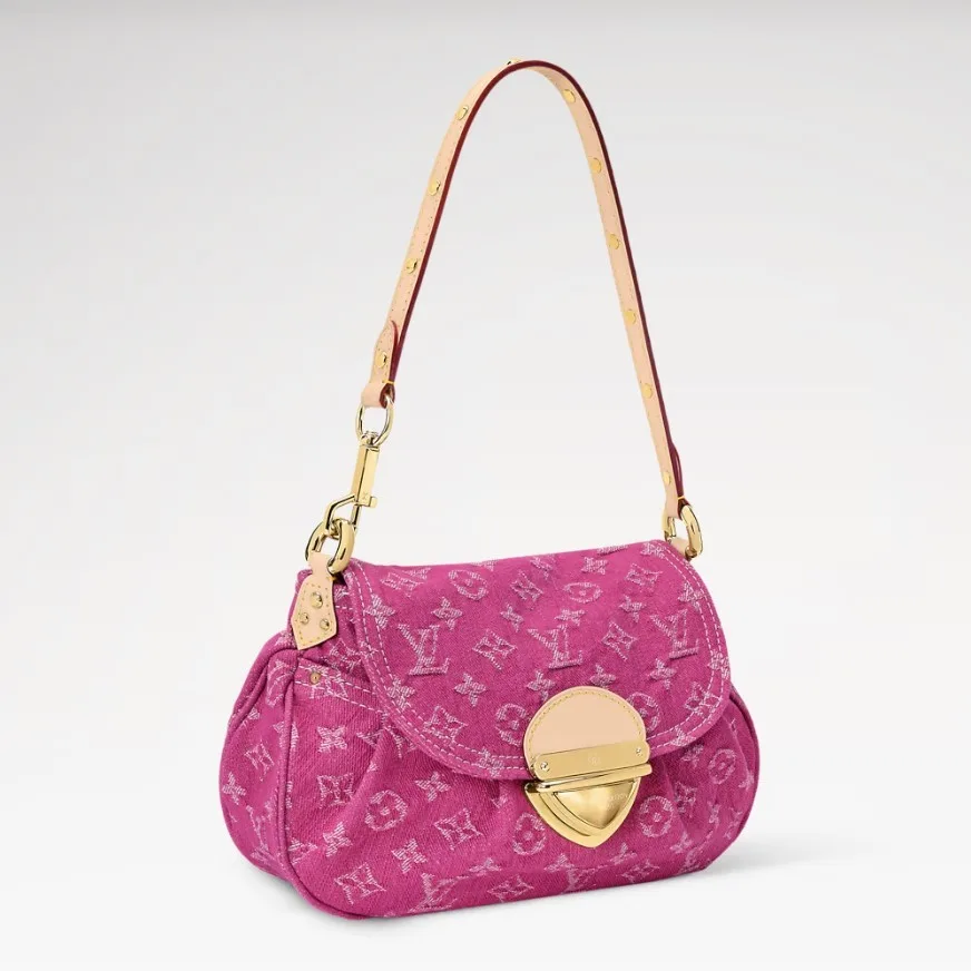 Louis Vuitton Sunset Shoulder Bag / Fuchsia Denim Gold Hardware - Image 3