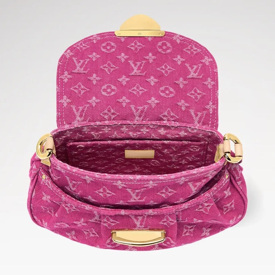Louis Vuitton Sunset Shoulder Bag / Fuchsia Denim Gold Hardware - Image 4