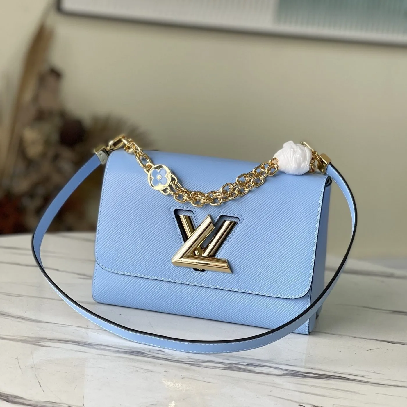 Louis Vuitton Twist MM Monogram Flower Bleu Nuage Blue - Image 3