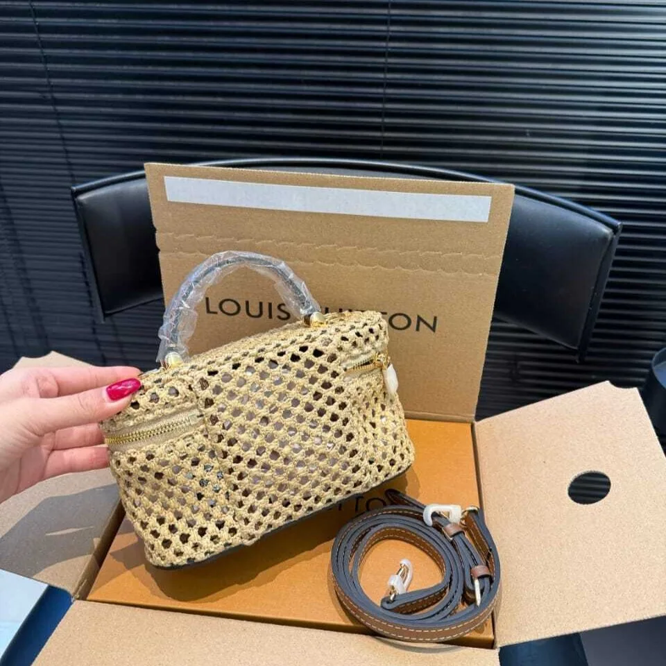 Louis Vuitton Vanity Chain Pouch / Natural Tan Raffia Gold Hardware - Image 6