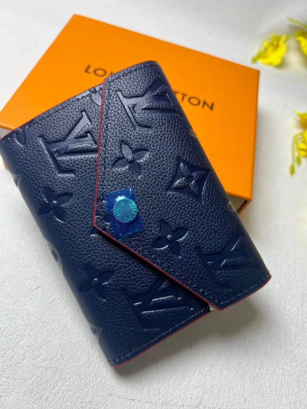 Louis Vuitton Victorine Wallet Monogram Empreinte Navy Blue/ Red - Image 5