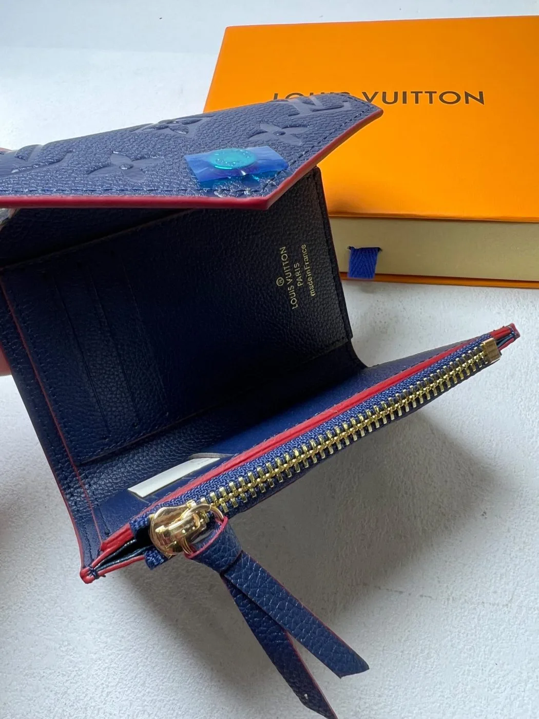 Louis Vuitton Victorine Wallet Monogram Empreinte Navy Blue/ Red - Image 4