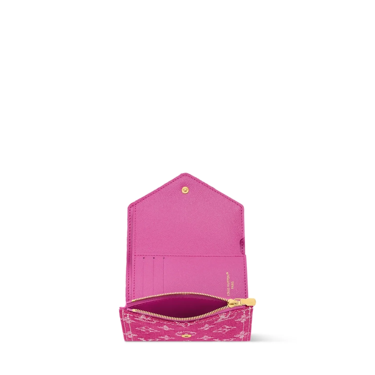Louis Vuitton Victorine Wallet / Fuchsia Denim Gold Hardware - Image 4