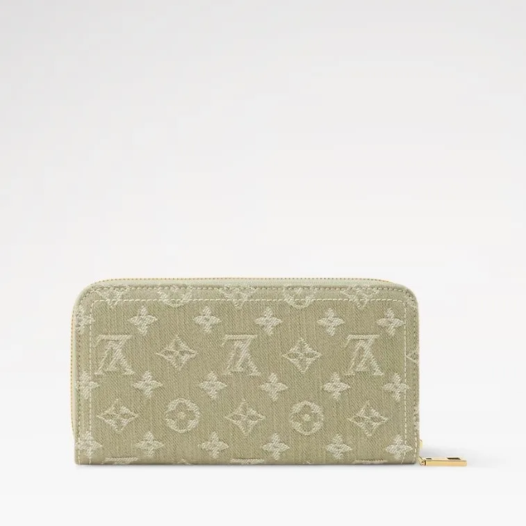 Louis Vuitton Zippy Wallet / Khaki Denim Gold Hardware - Image 3
