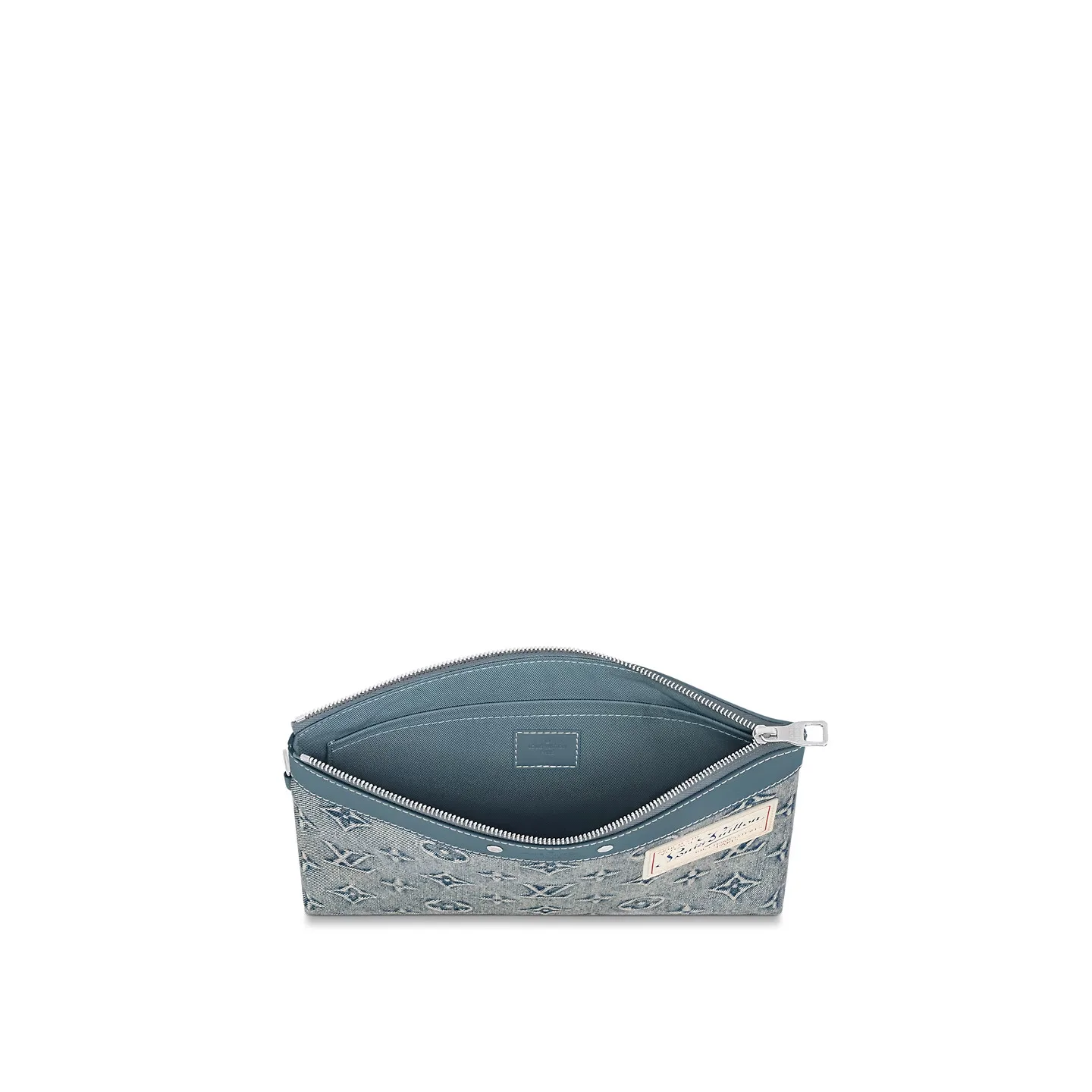 Louis Vuitton Pochette To Go Pouch / Blue Monogram Washed Denim Canvas Silver Hardware - Image 6