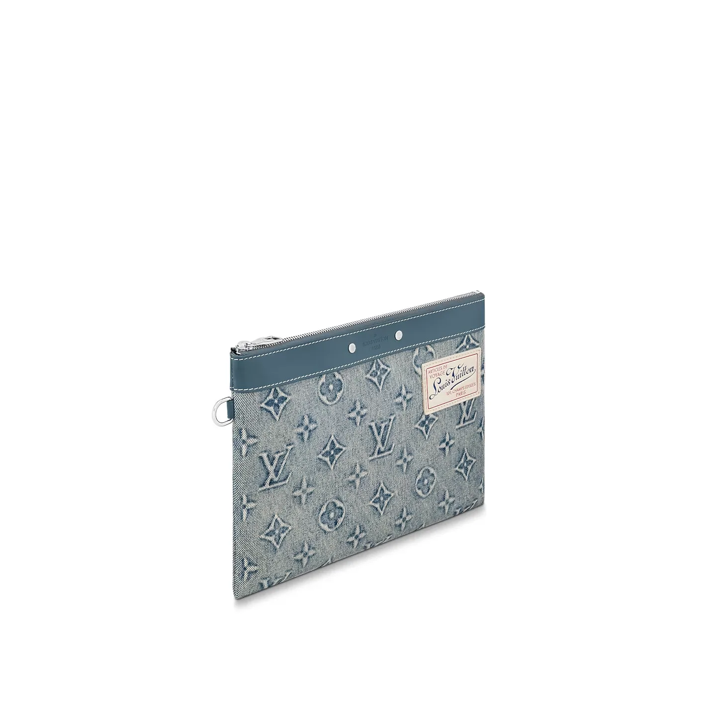 Louis Vuitton Pochette To Go Pouch / Blue Monogram Washed Denim Canvas Silver Hardware - Image 4