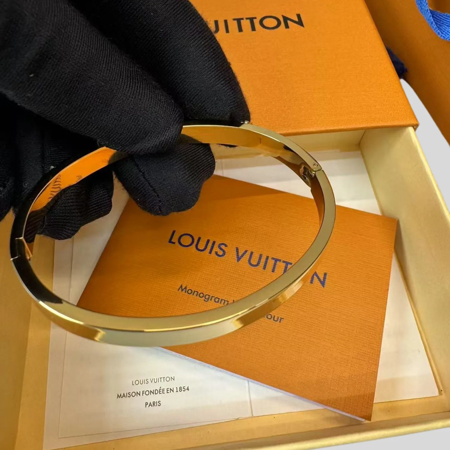 Alternative view of Louis Vuitton Monogram Cuff Bangle Gold Hardware