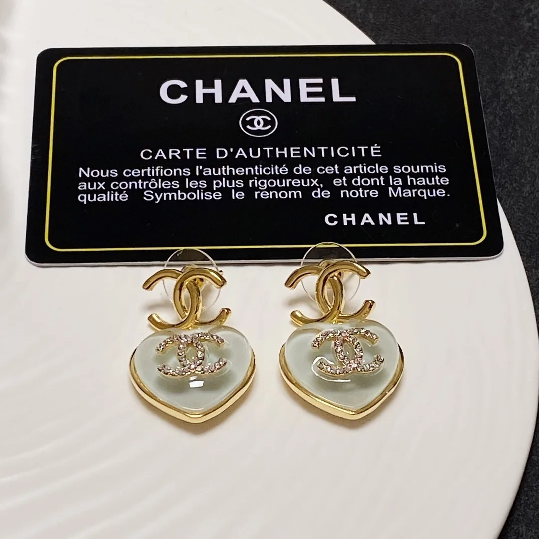 Love Heart Double C Earrings Gold - Image 5