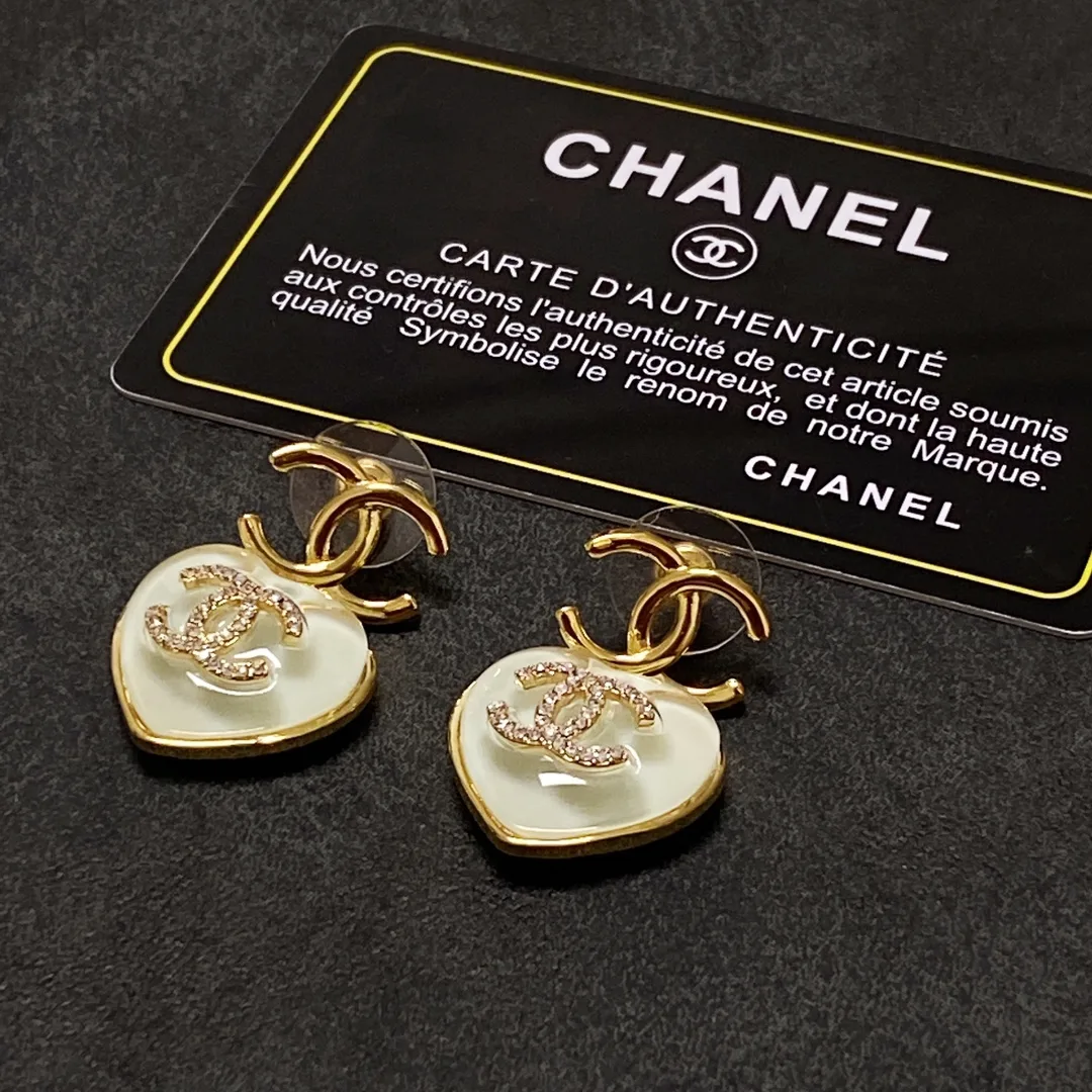 Love Heart Double C Earrings Gold - Image 6