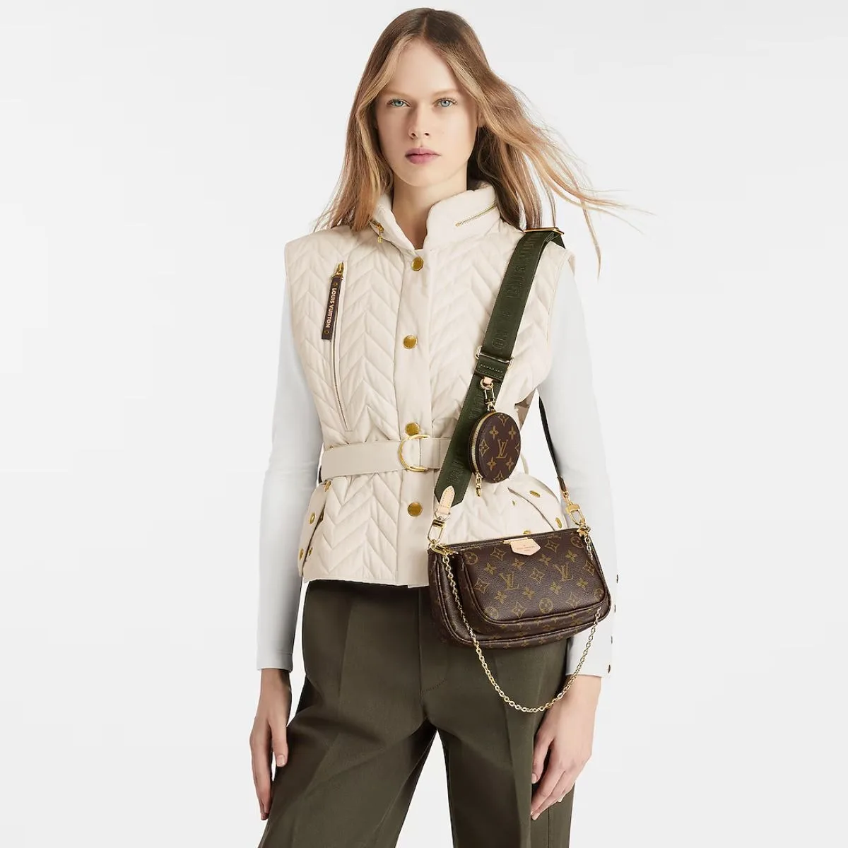 Alternative view of Louis Vuitton Multi Pochette Accessoire Shoulder Bag / Khaki Monogram Canvas Gold Hardware