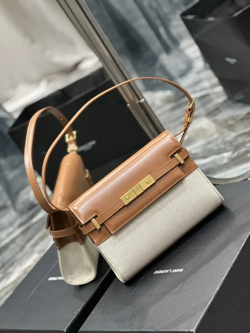 Saint Laurent Manhattan Small Shoulder Bag Brown / - Image 5