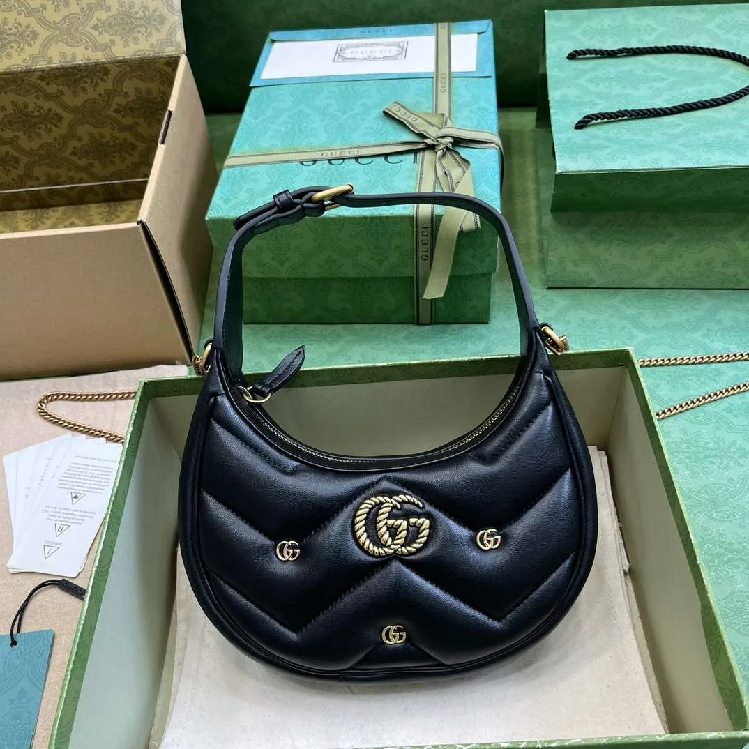 Gucci Marmont Half Moon Shaped Mini Bag Black / - Image 6