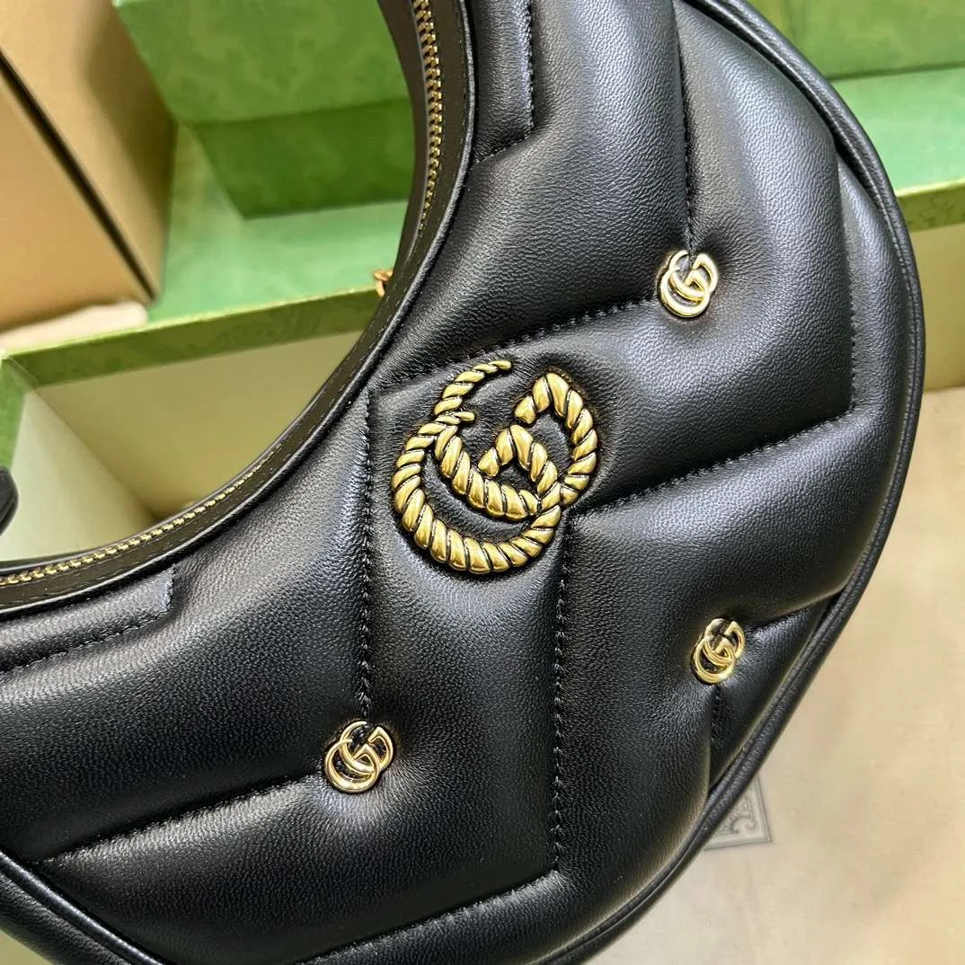 Gucci Marmont Half Moon Shaped Mini Bag Black / - Image 5