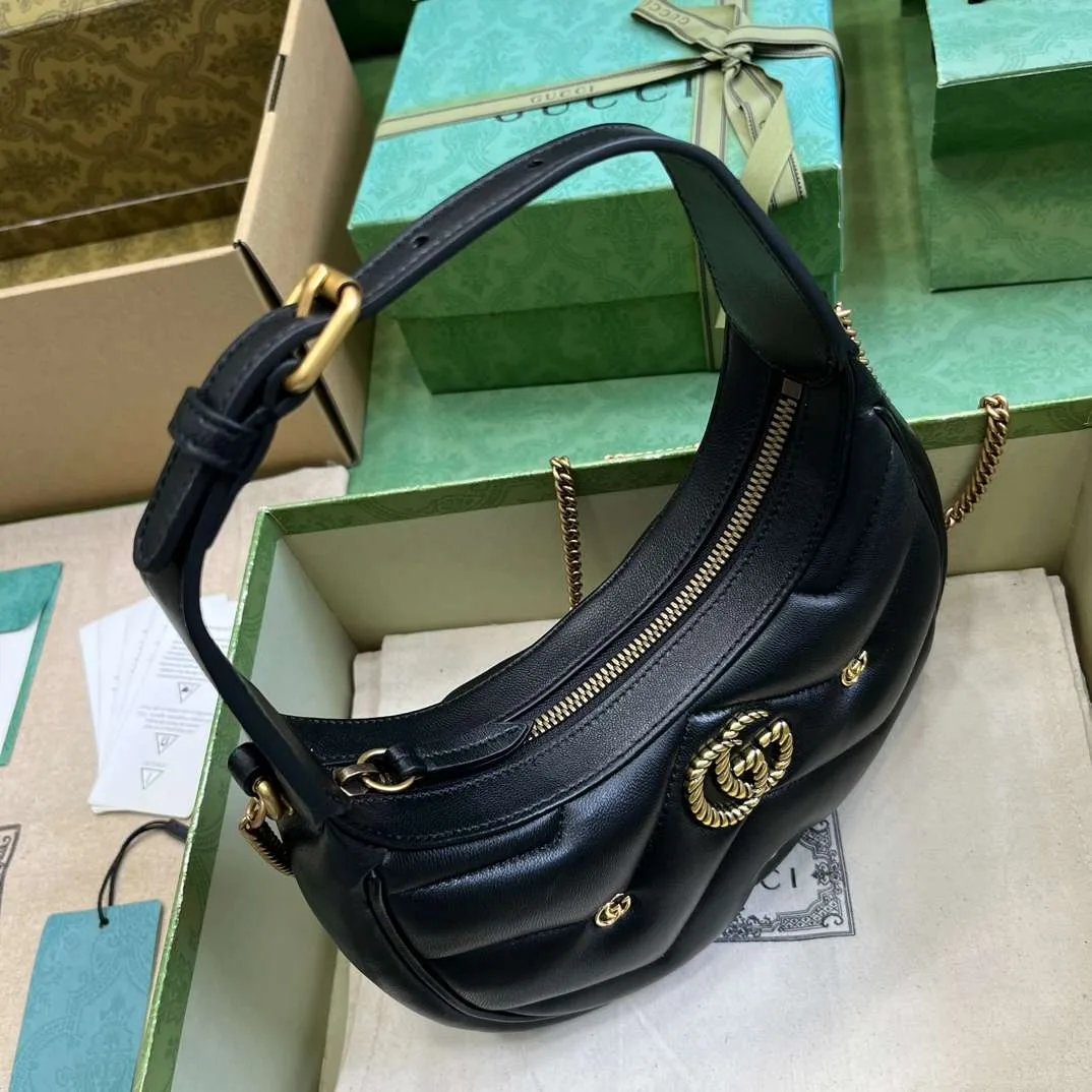 Gucci Marmont Half Moon Shaped Mini Bag Black / - Image 4