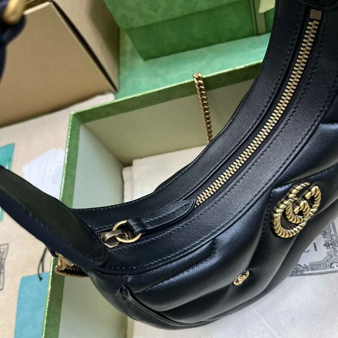 Gucci Marmont Half Moon Shaped Mini Bag Black / - Image 3