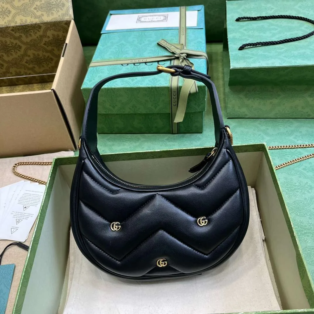 Gucci Marmont Half Moon Shaped Mini Bag Black / - Image 2