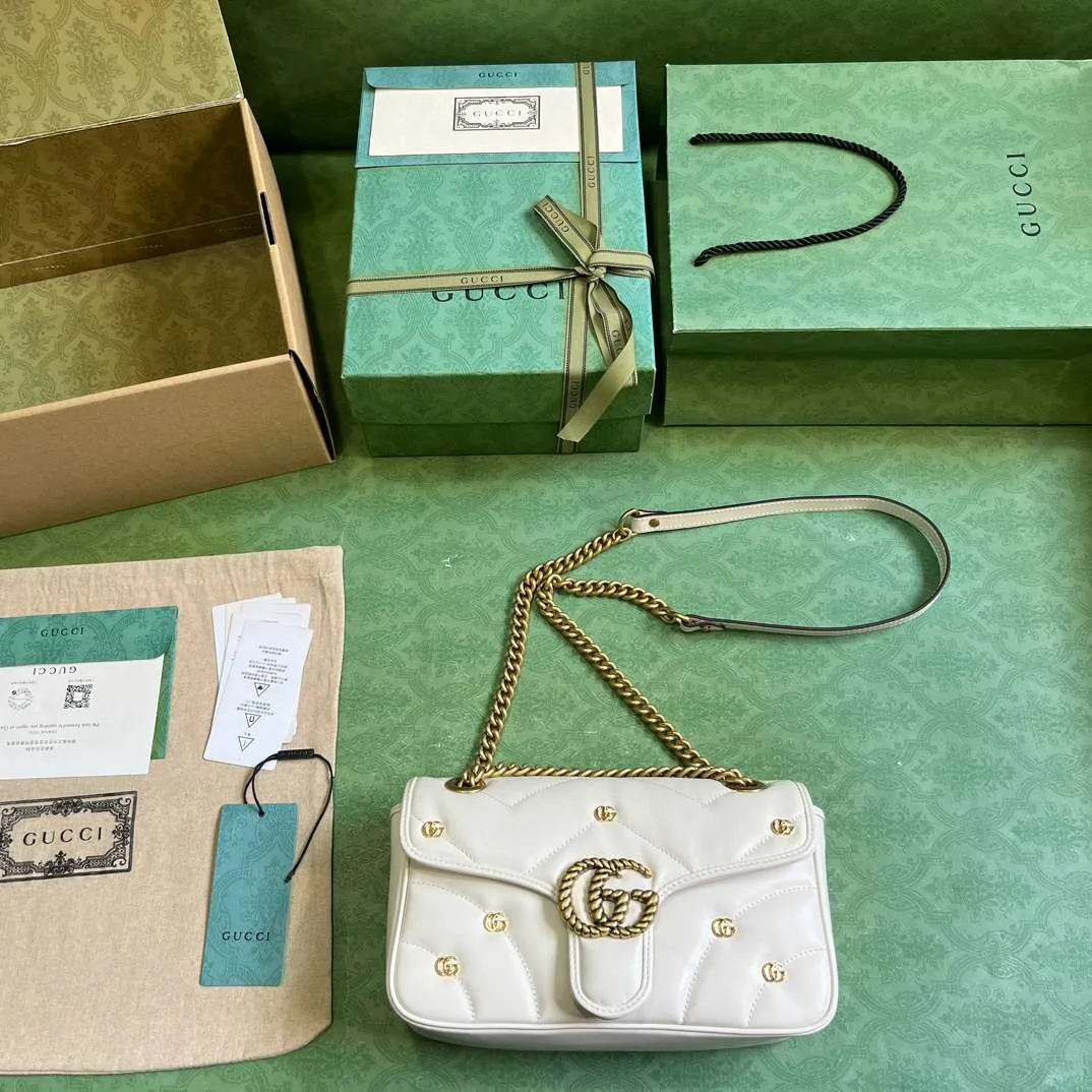 Gucci Marmont Small Shoulder Bag / White Gold Hardware - Image 3