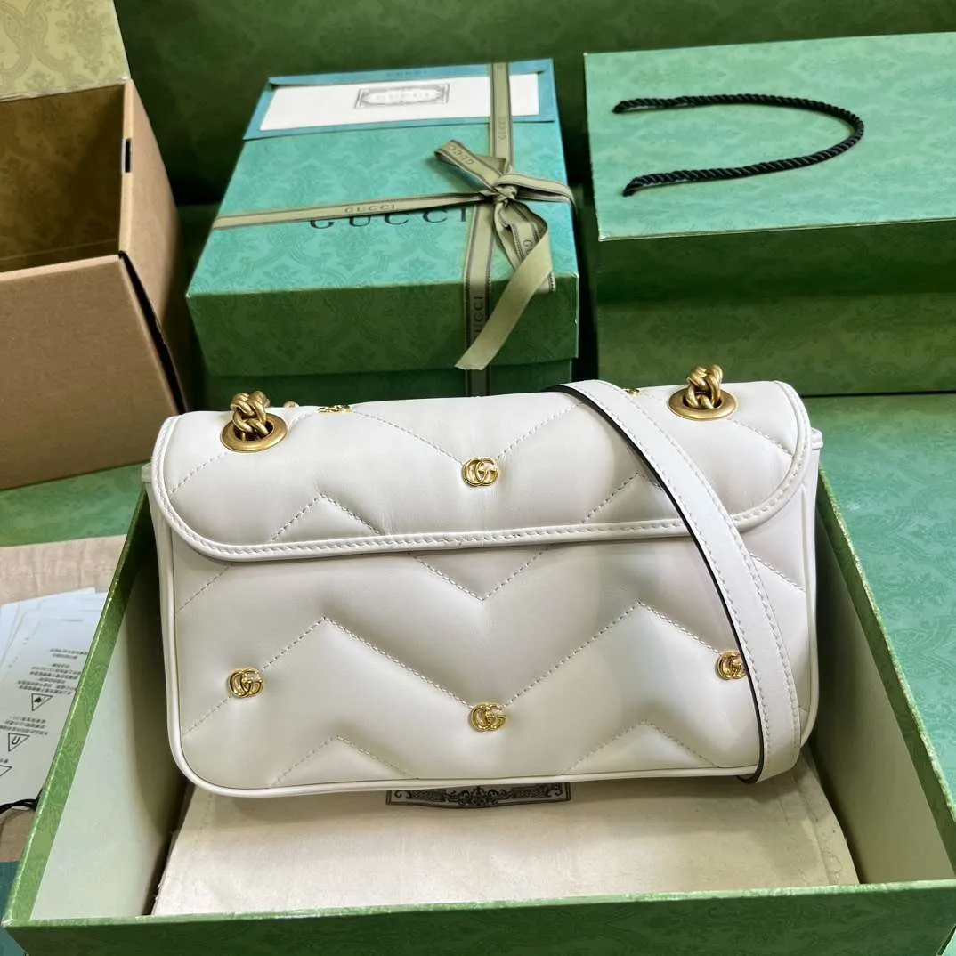Gucci Marmont Small Shoulder Bag / White Gold Hardware - Image 7