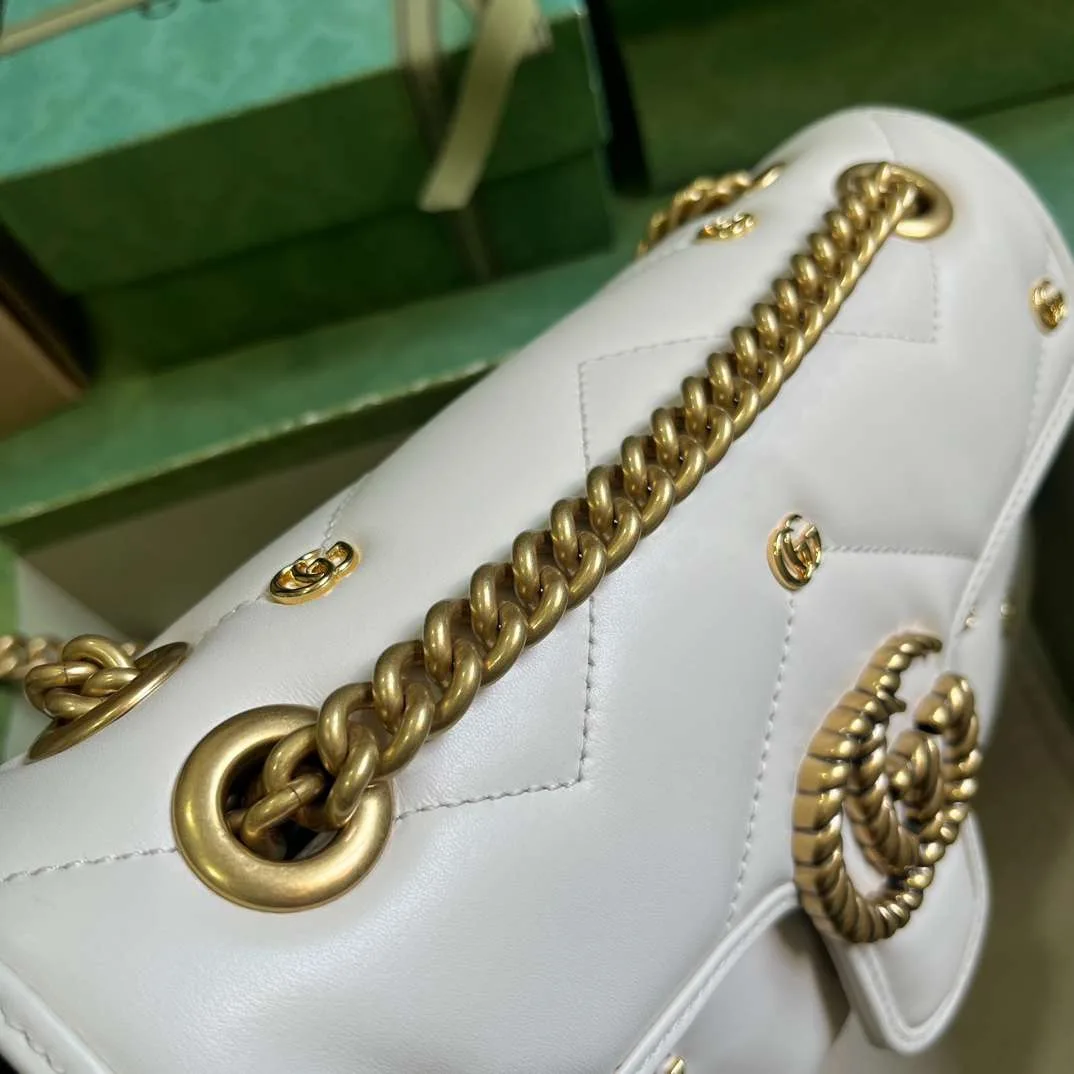 Gucci Marmont Small Shoulder Bag / White Gold Hardware - Image 8
