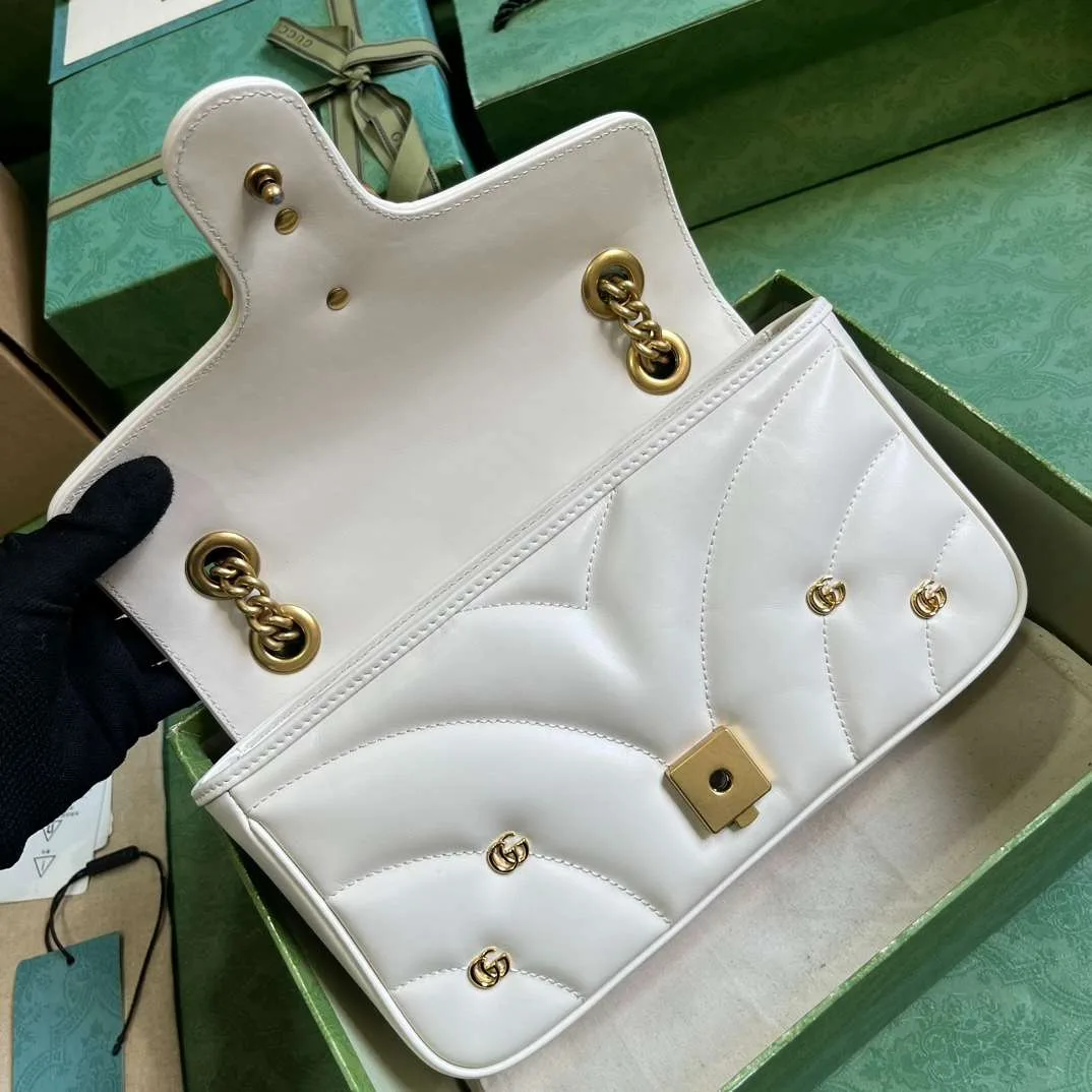 Gucci Marmont Small Shoulder Bag / White Gold Hardware - Image 5