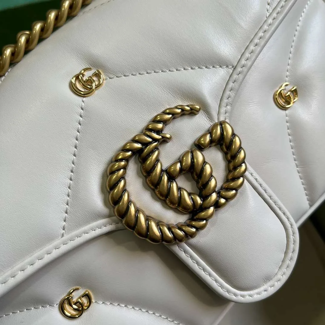 Gucci Marmont Small Shoulder Bag / White Gold Hardware - Image 9