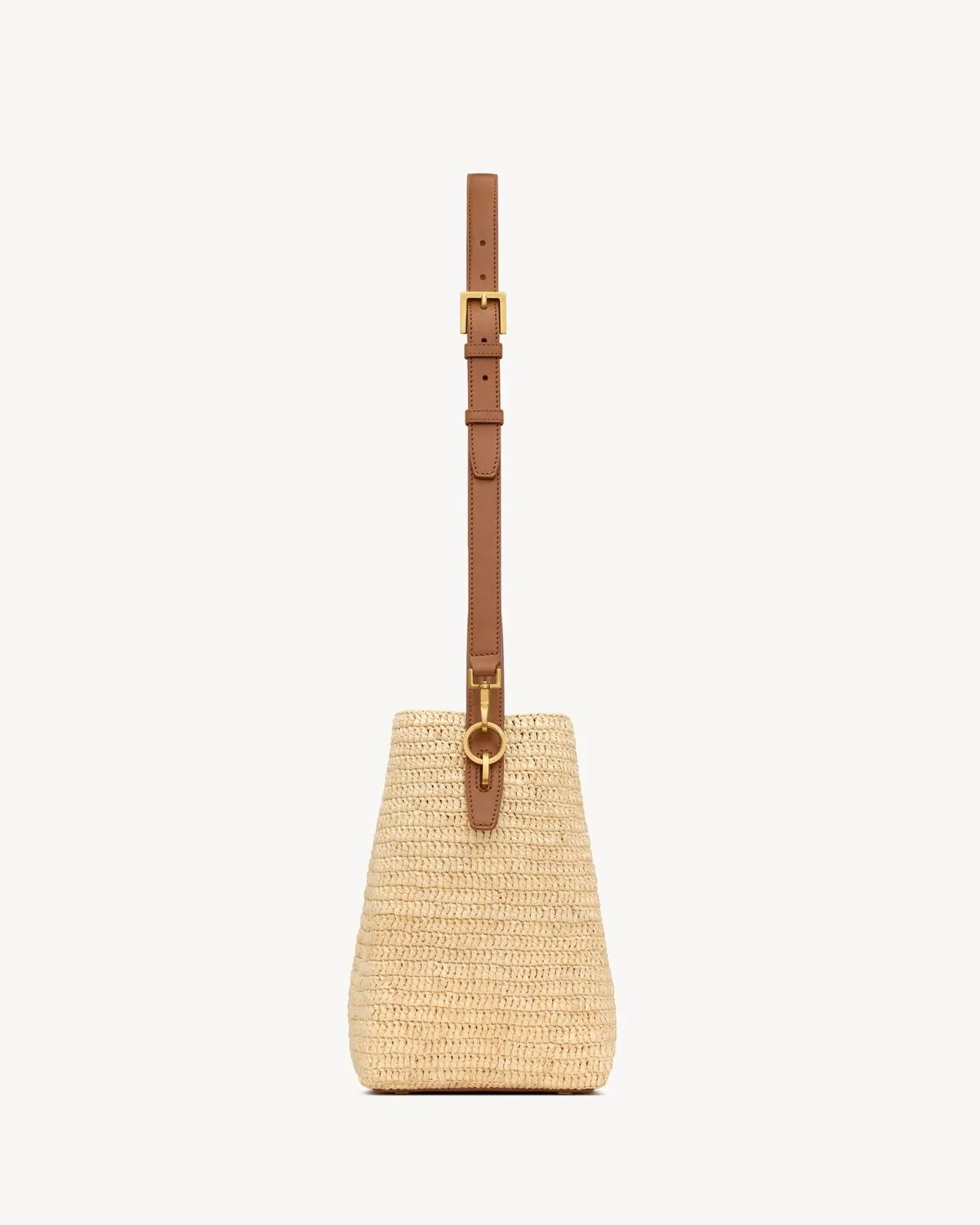 Saint Laurent Le Woven Raffia And Vegetable-Tanned Beige 9.8 Inches/ - Image 4