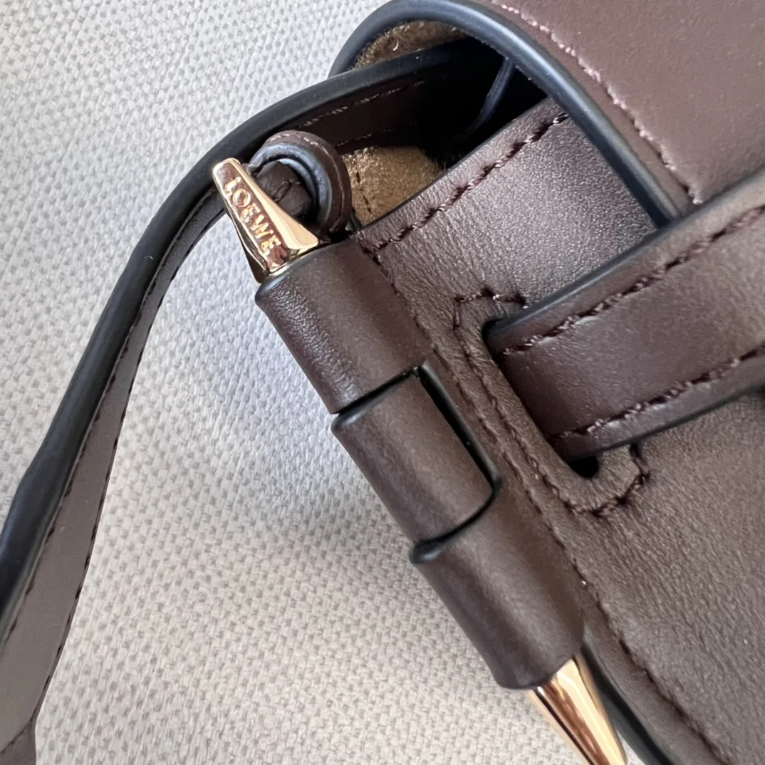 Loewe Gate Dual Mini Shoulder Bag / Dark Brown Gold Hardware - Image 7
