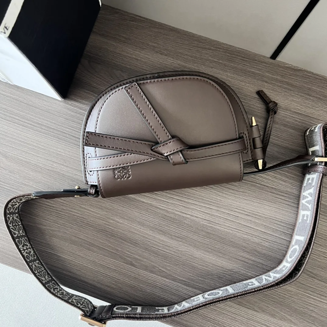 Loewe Gate Dual Mini Shoulder Bag / Dark Brown Gold Hardware - Image 3