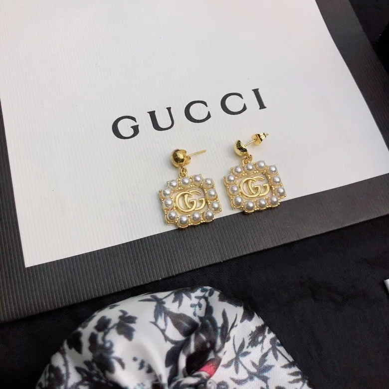 Gucci Mini Pearl Border Frame Earrings Gold Tone - Image 5