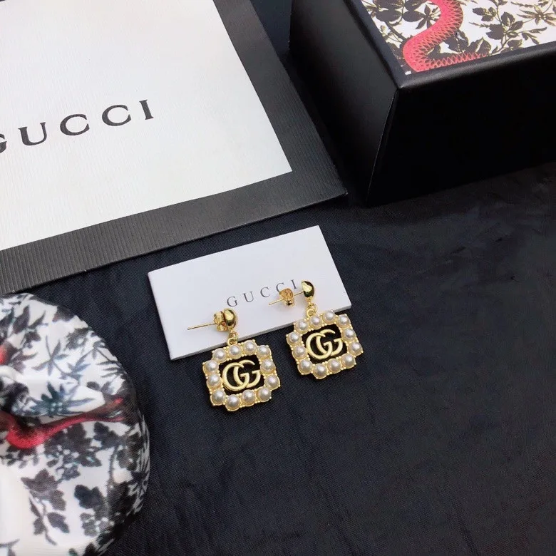 Gucci Mini Pearl Border Frame Earrings Gold Tone - Image 3