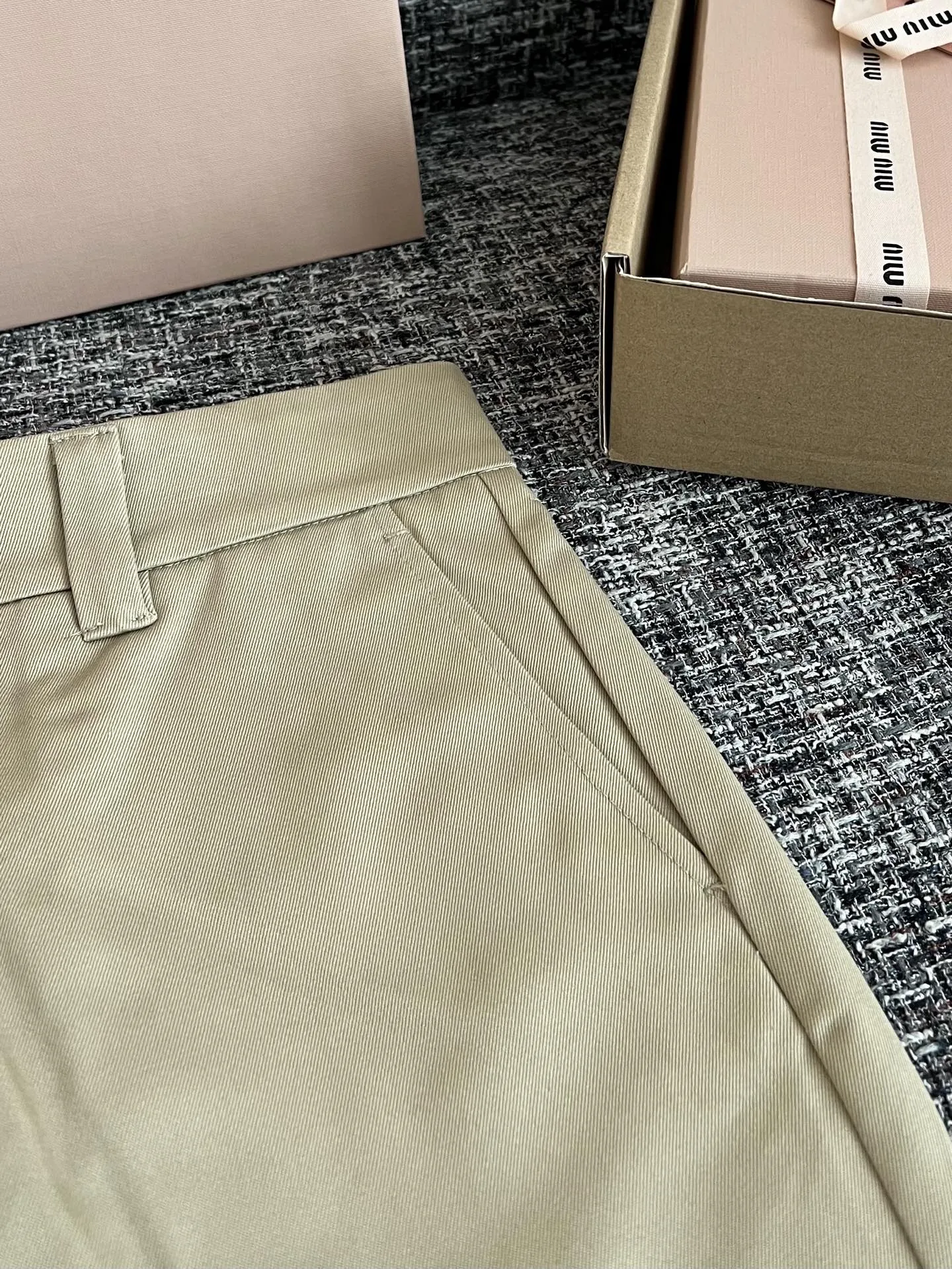 Miu Miu Chino Micro Mini Skirt Light Brown - Image 7