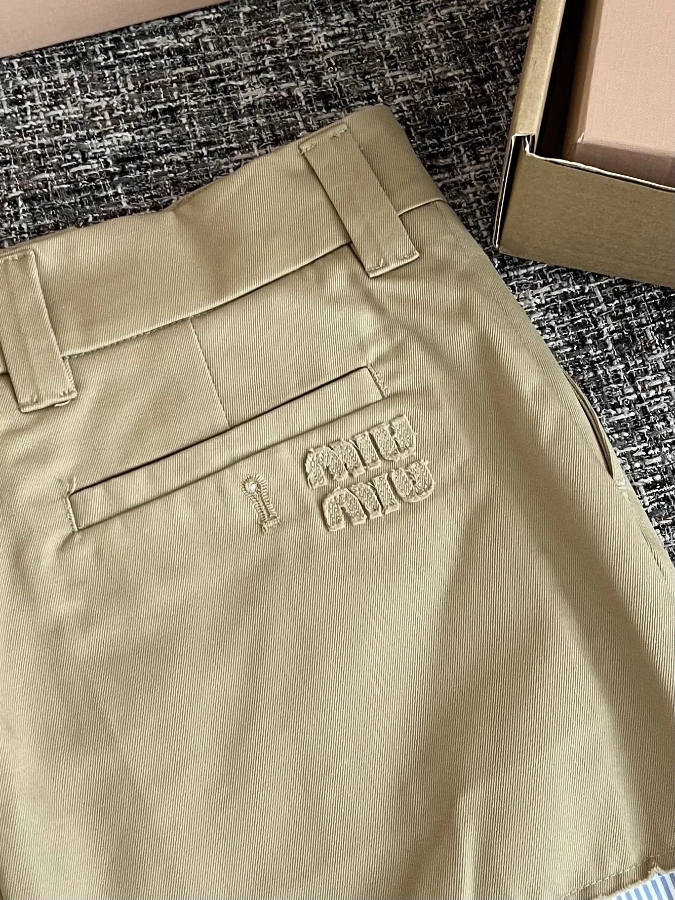Miu Miu Chino Micro Mini Skirt Light Brown - Image 9