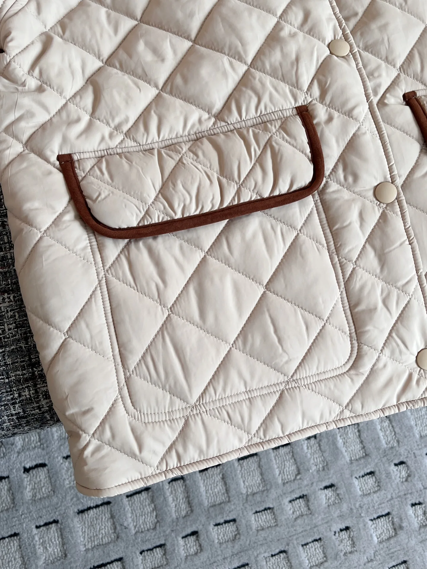 Miu Miu Quilted Jacket With Velvet Collar Beige - Image 6