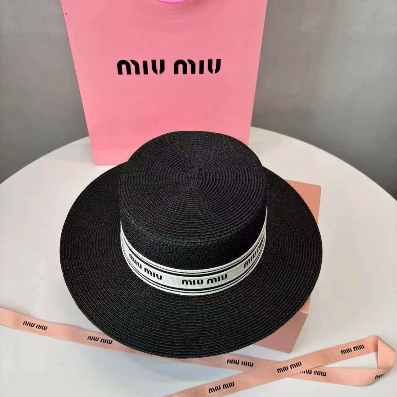 Alternative view of Miu Miu Straw Hat In Raffia Black /