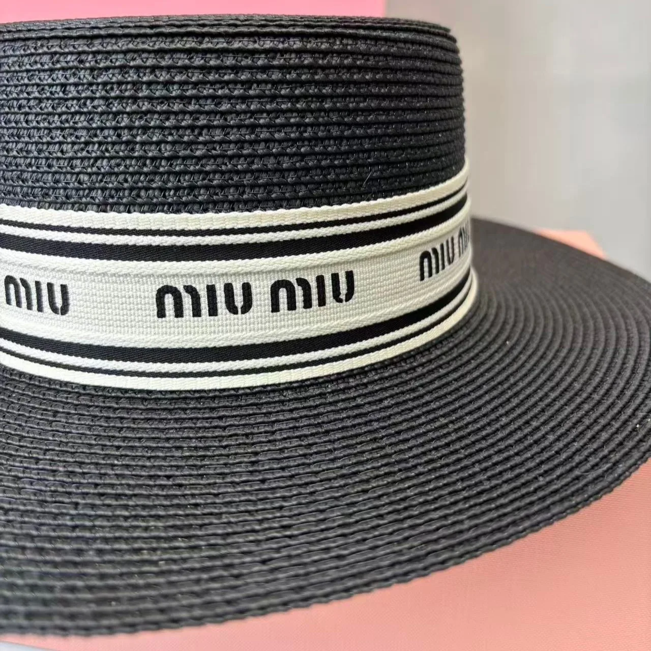 Miu Miu Straw Hat In Raffia Black / - Image 3
